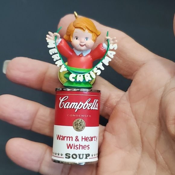 Vintage 1993 Enesco Campbell's Soup "Merry Christmas" Ornament Hand Painted - Picture 1 of 16